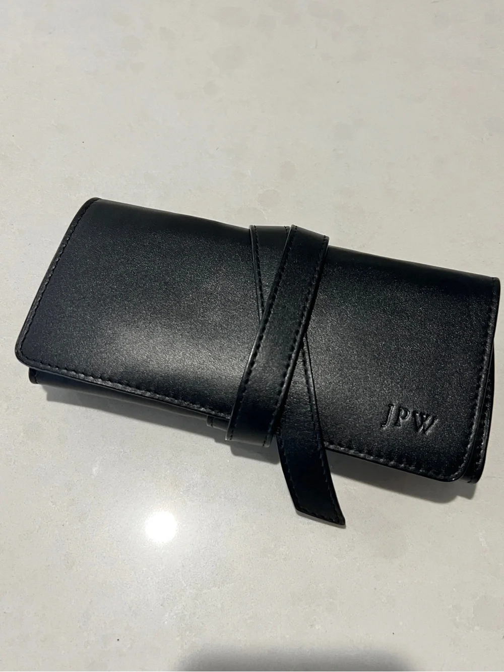 ROYCE NY Black Leather Travel Tech Organizer Roll